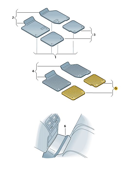 Podgląd obrazka: Dywaniki gumowe tylne (2 szt.) (nr katalogowy: 3V0061551)